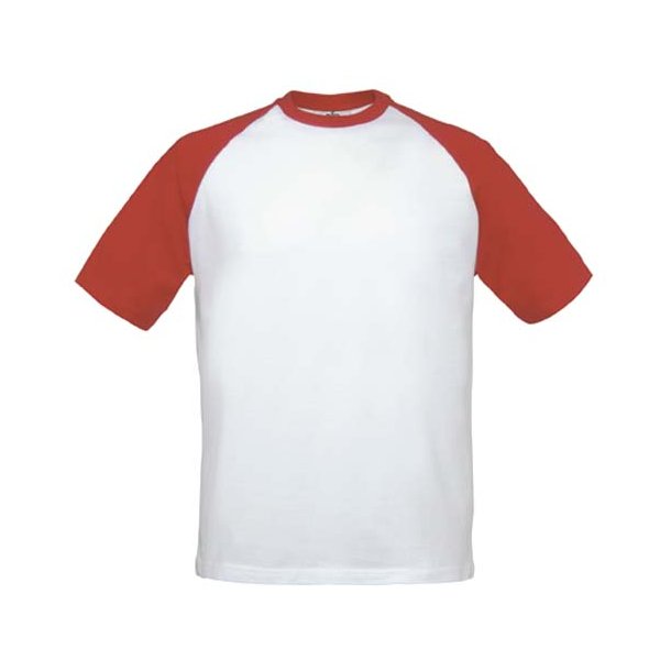 T-Shirt B&C Base-ball - White/Red