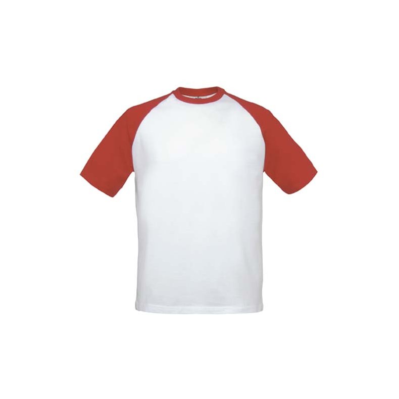 T-Shirt B&C Base-ball - White/Red