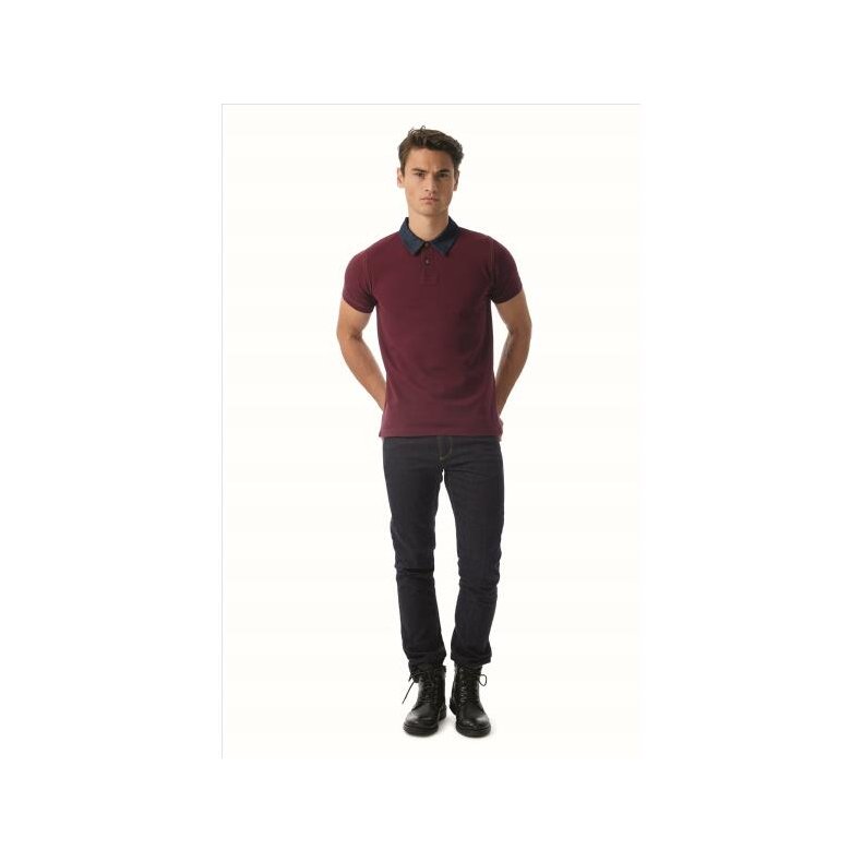 Polo B&C DNM Forward /Men - Denim/Burgundy