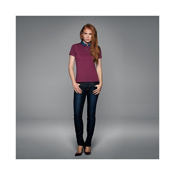 Dame Polo / B&C DNM Forward /Women - Denim/Burgundy