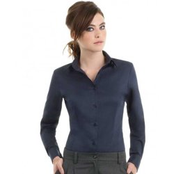 Dame skjorte B&C Sharp LSL /Women - Navy