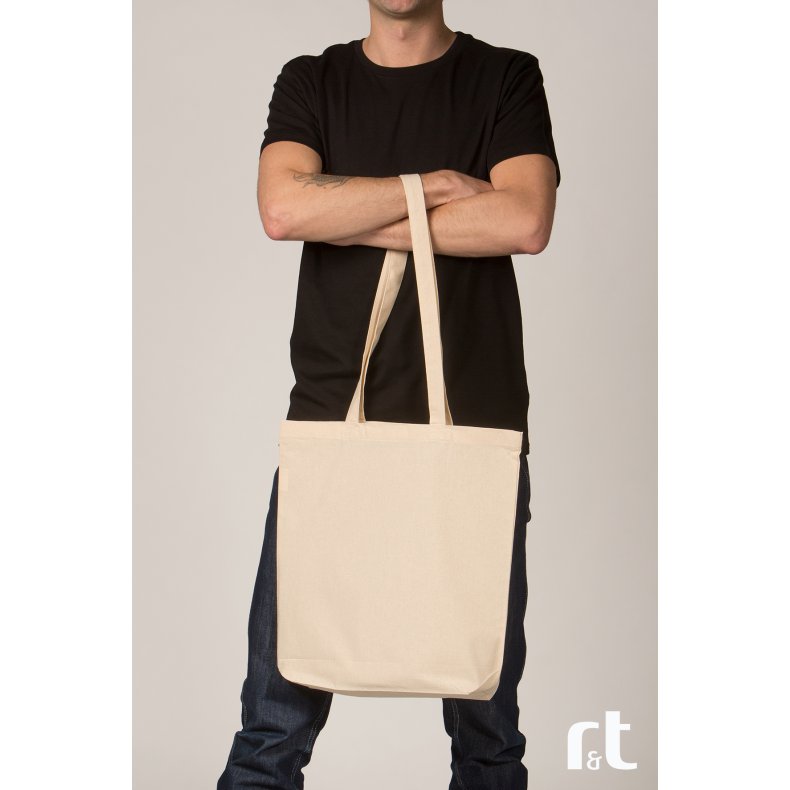 Mulepose m 8 cm. bundfals og lange hanke. 