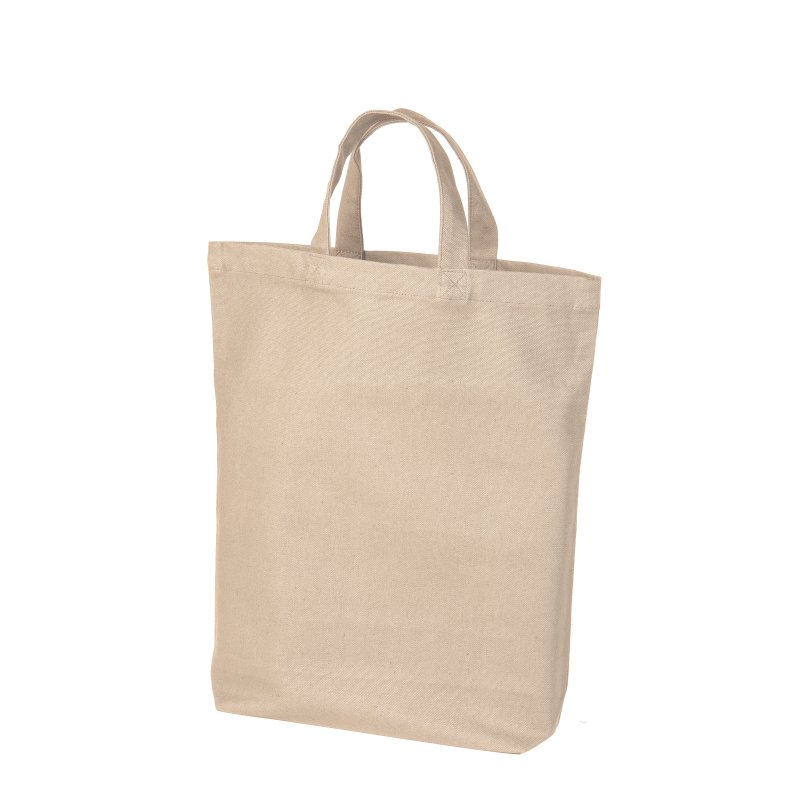 Kraftig Mulepose m/bundfals og kort hank.  Natur