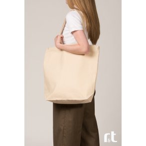 Mulepose ekstra stor i kraftigt kanvas med lang hank. 