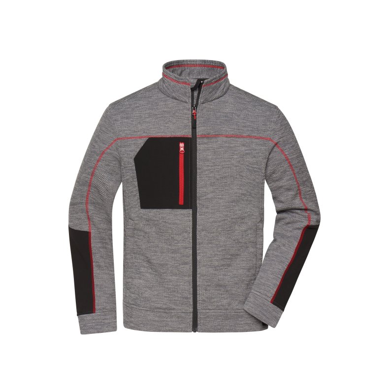 L�kker tyk tr�je med lynl�s. Fra str. XS til 6XL JN1818 Carbon-melange/Black/Red S