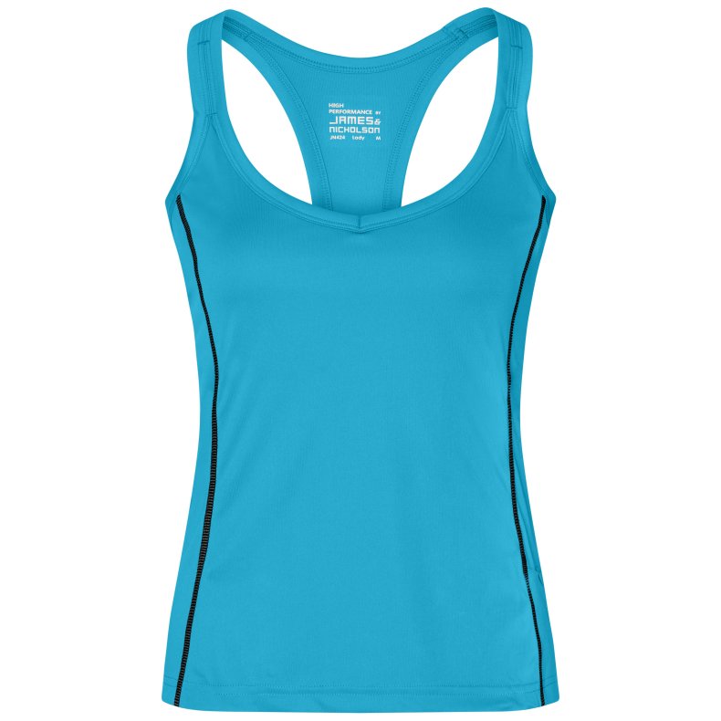 Dame lbe top, Ladies Running Tank - Turquoise/black