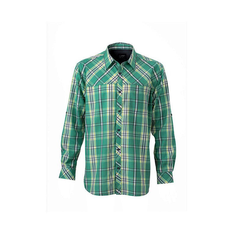 Herre skjorte Men&acute;s UV Trekking Shirt LSL - Green/Acid-Yellow