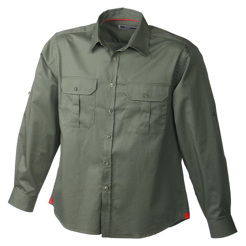 Herre skjorte Men's Travel Shirt Roll-Up-Sle - Olive