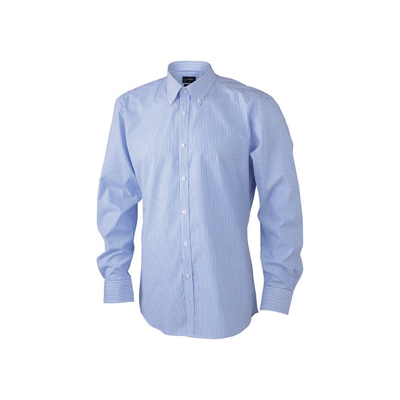 Herre skjorte Men&acute;s Long-Sleeved Shirt - White/Light Blue