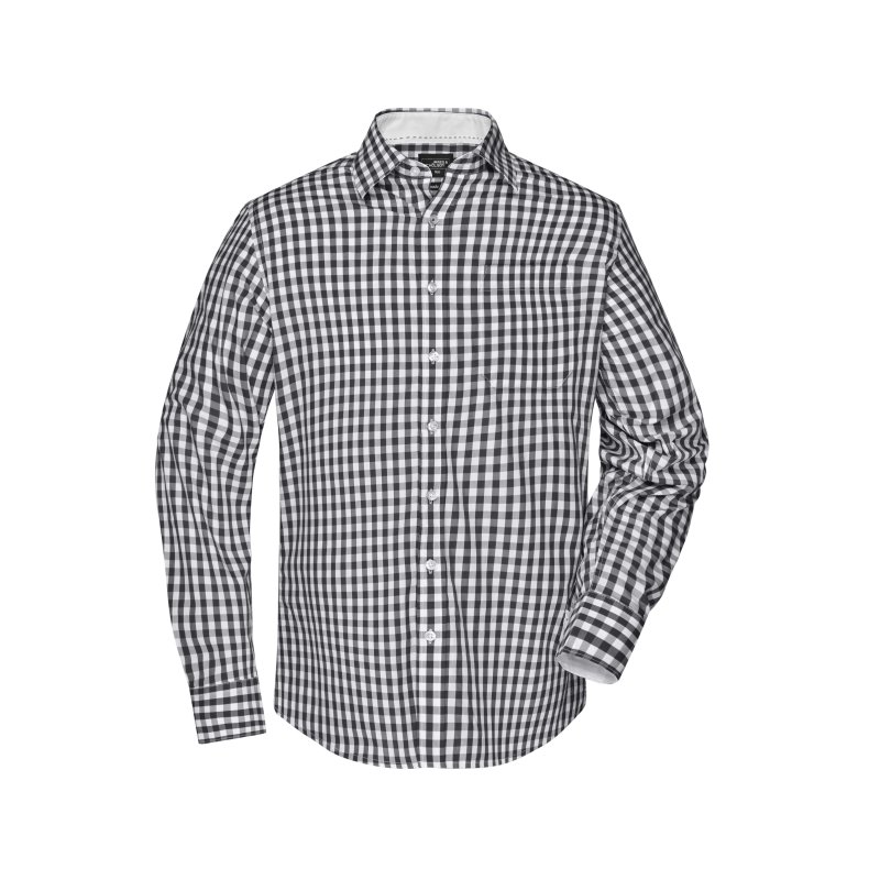 Herre skjorte-Men&acute;s Checked Shirt - Graphite/White