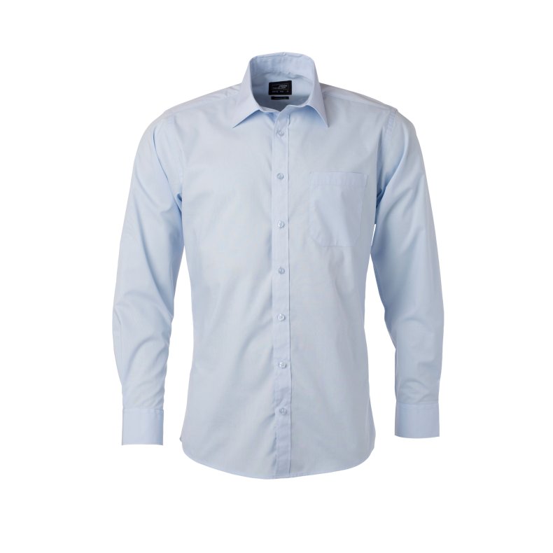 Herre Skjorte/Men&acute;s Shirt LSL/Lange �rmer Poplin - i mange farver Light-Blue S