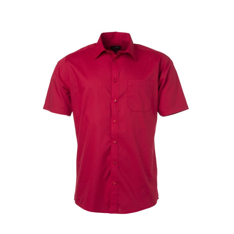 Herre skjorte /Men&acute;s Shirt SSL Poplin/ korte �rmer - i mange farver.  Red M