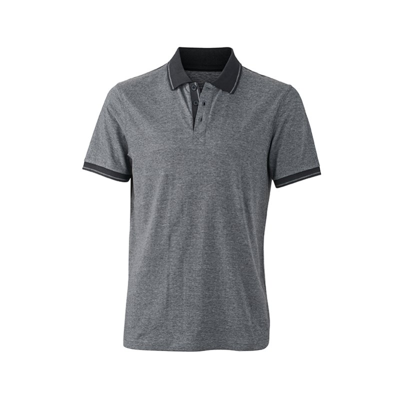 Men&acute;s Heather Polo - Black-melange/Black