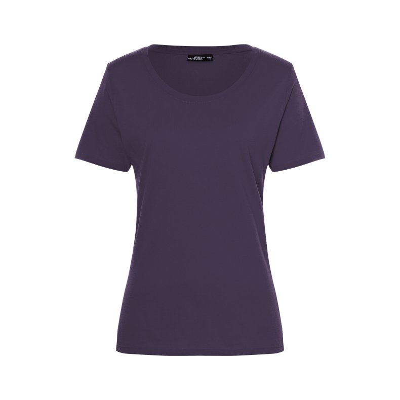 Dame T-shirt Basic Findes i mange farver. Jn901 Aubergine S