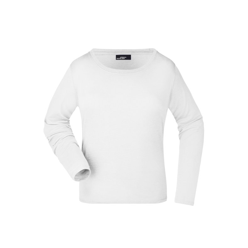 Dame Lang�rmet T-shirt i single Jersey JN903 White XXL
