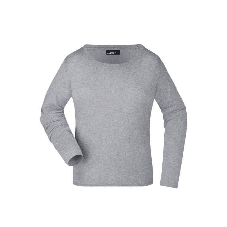 Dame Lang�rmet T-shirt i single Jersey JN903 Grey-Heather XL