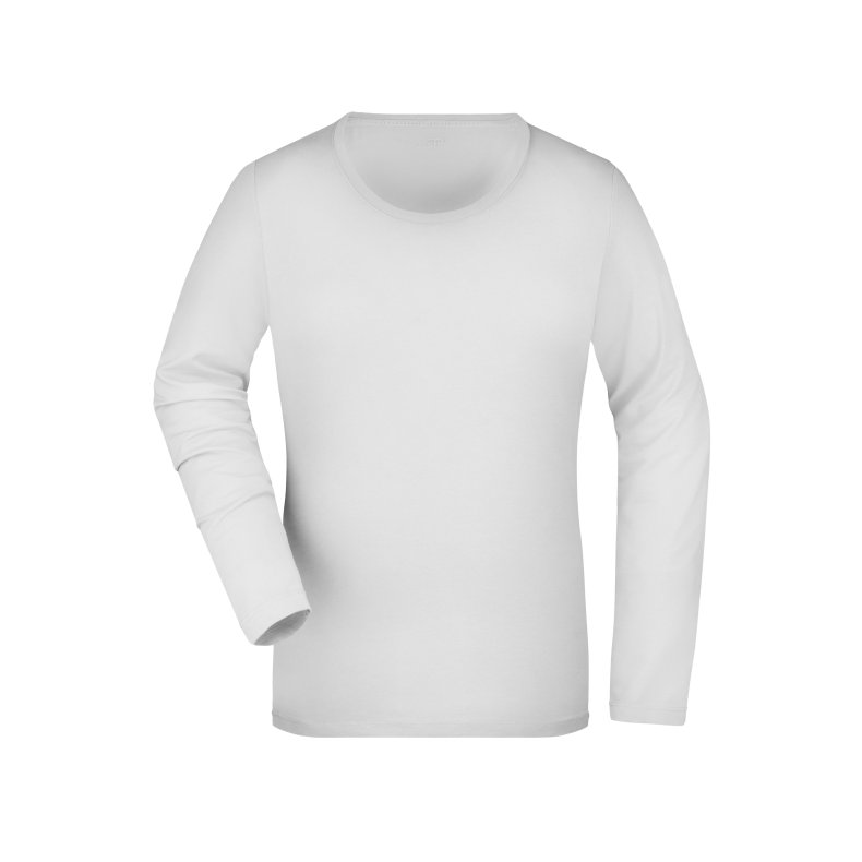 Dame Lang�rmet T-shirt i elastisk single jersey JN927 White S