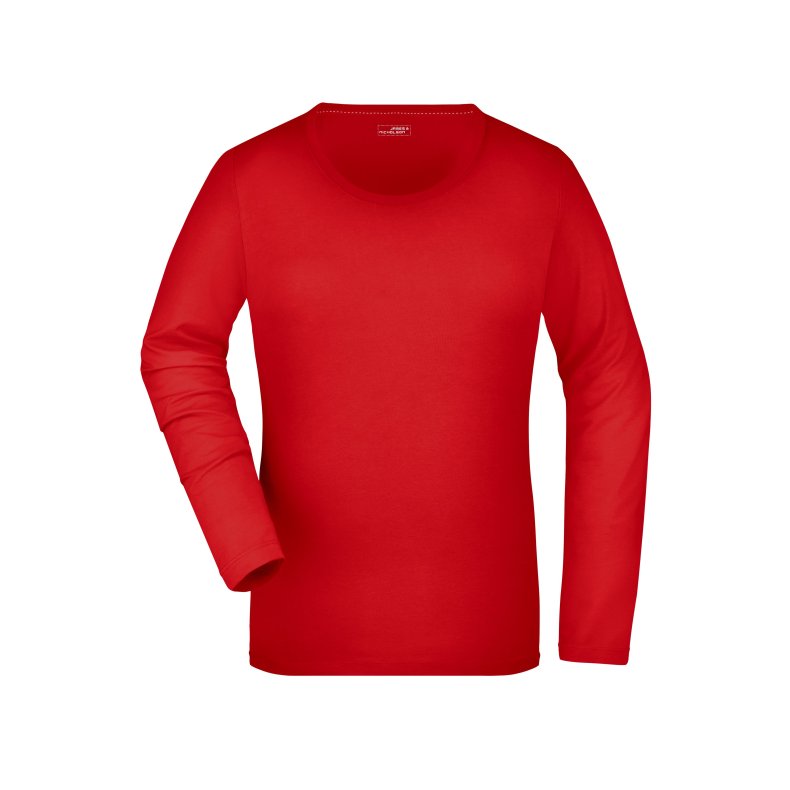 Dame Lang�rmet T-shirt i elastisk single jersey JN927 Red L