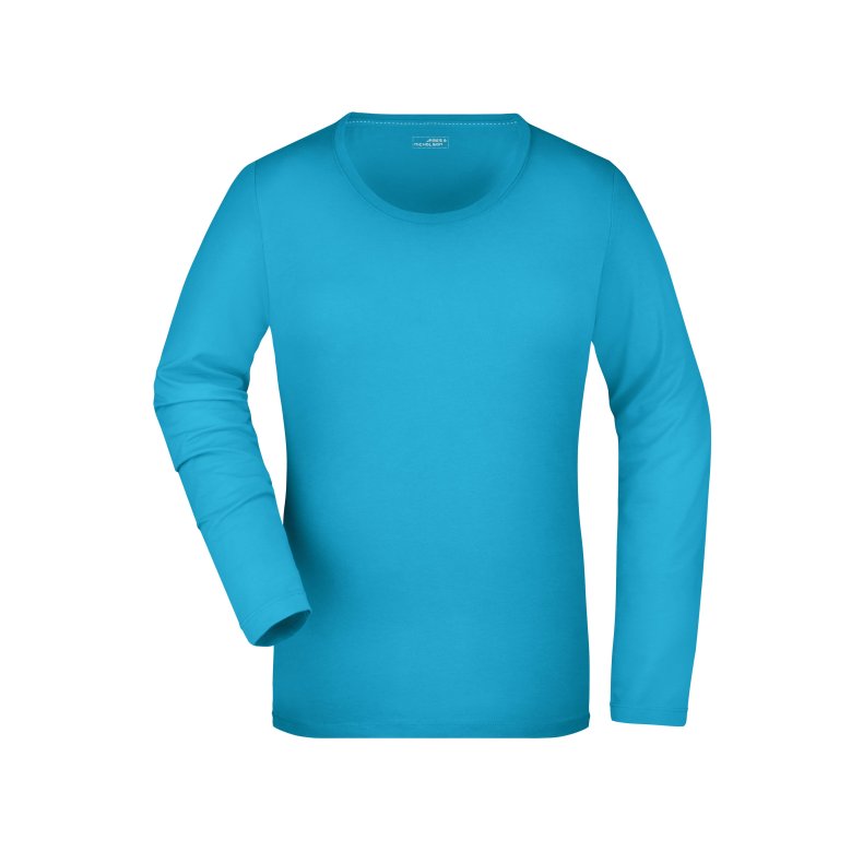 Dame Lang�rmet T-shirt i elastisk single jersey JN927 Turquoise S