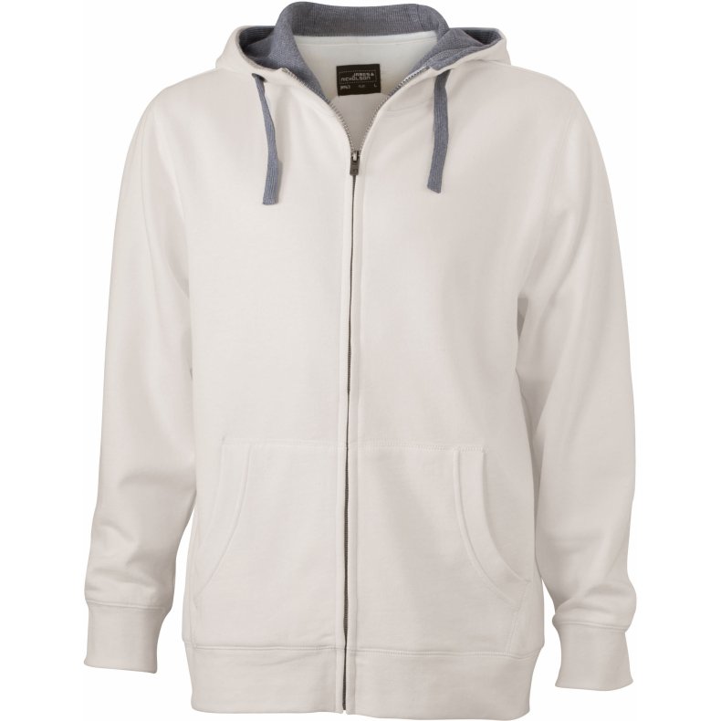 Hoodie med lynl�s /h�ttetr�je Unisex. Off White/Grey Heather 3XL