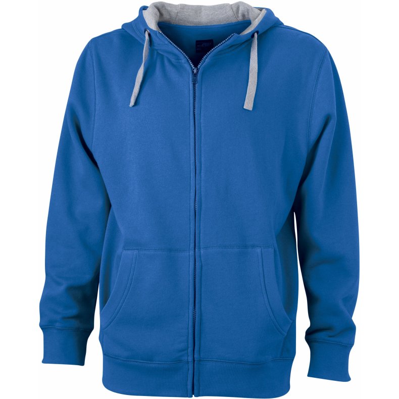 Hoodie med lynl�s /h�ttetr�je Unisex. Cobalt/Grey Heather XXL