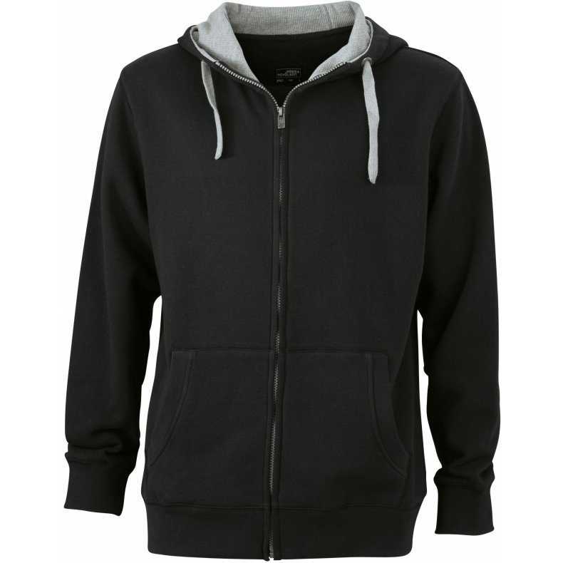 Hoodie med lynl�s /h�ttetr�je Men&acute;s Lifestyle Zip-Hoody Black/Grey Heather L