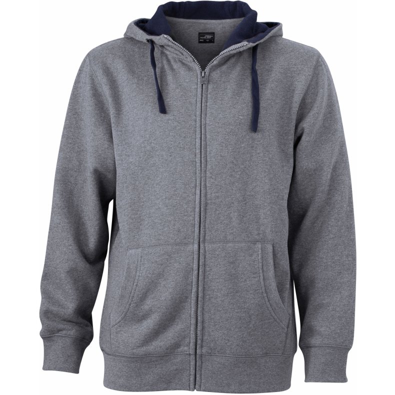 Hoodie med lynl�s /h�ttetr�je Men&acute;s Lifestyle Zip-Hoody Grey Melange/Navy L