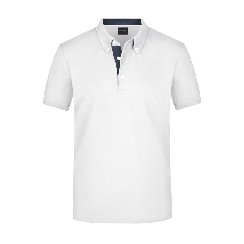 Men&acute;s Plain Polo - White/Dark-denim