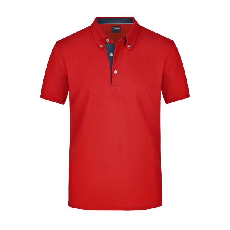 Men&acute;s Plain Polo - Red/Dark Denim