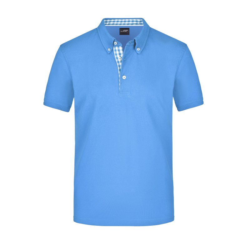 Men&acute;s Plain Polo - Glacier-blue/White