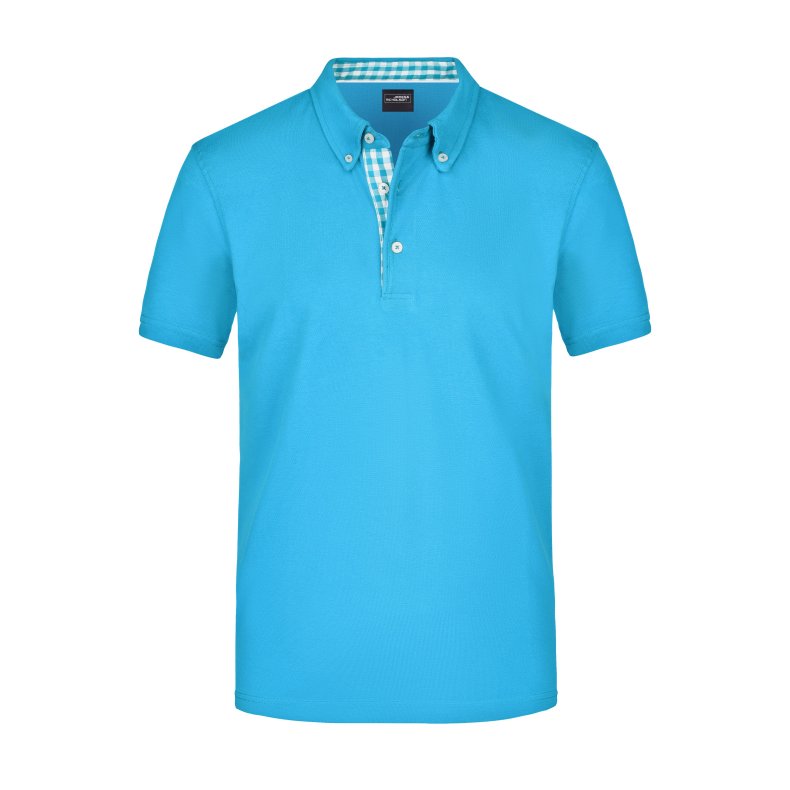 Men&acute;s Plain Polo - Turquoise/Turquoise-White