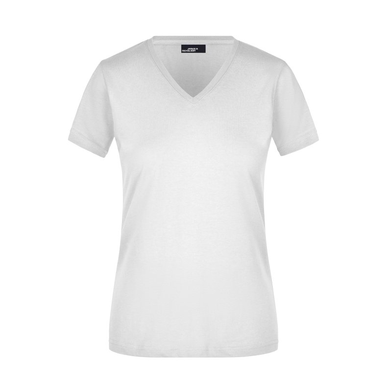 Dame T-Shirt Ladie&acute;s Slim Fit V-T White M