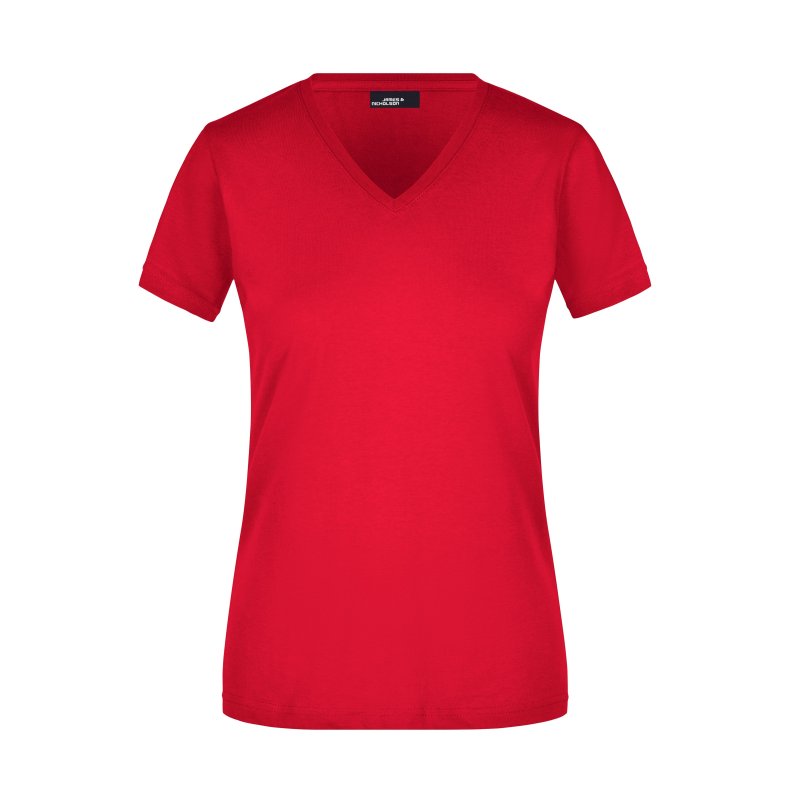 Dame T-Shirt Slim Fit V hals. JN972 Red S