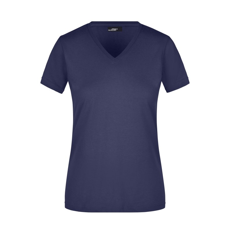 Dame T-Shirt Slim Fit V hals. JN972 Navy M