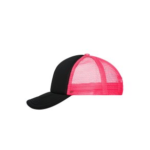 5 Panel Polyester Mesh Cap - Black/neon-pink