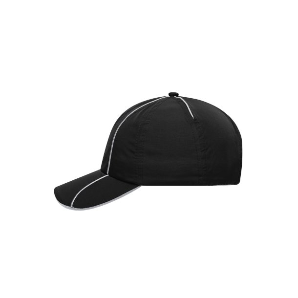 6 Panel Polyester Cap - Black/Silver