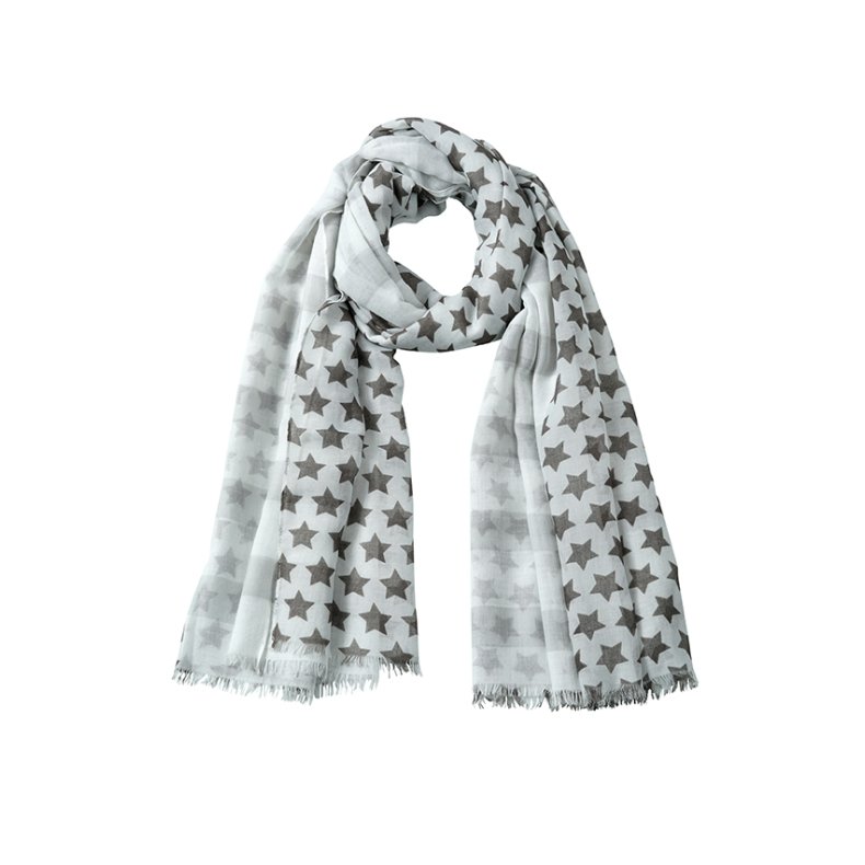 Trklde Scarf 'Stripes and Stars' - Light Grey/Graphite