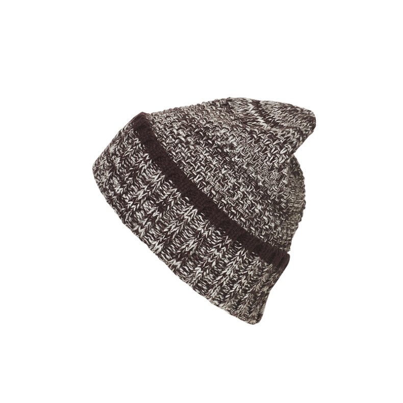 Men&acute;s Melange Beanie - Plum/White