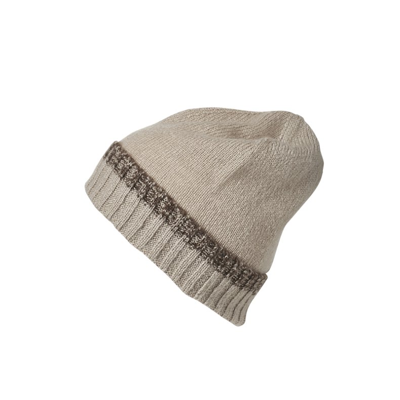 Traditional Beanie - Beige/Brown-melange