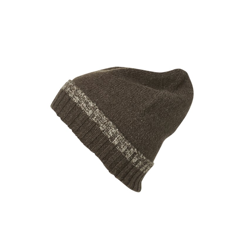 Traditional Beanie - Brown-melange/Beige