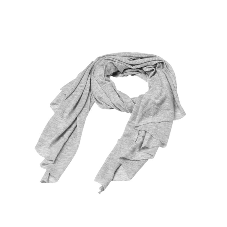 Fine Knitted Scarf - Light Grey Melange