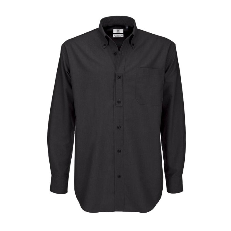 Herre skjorte Oxford LSL /B&C Men - Black