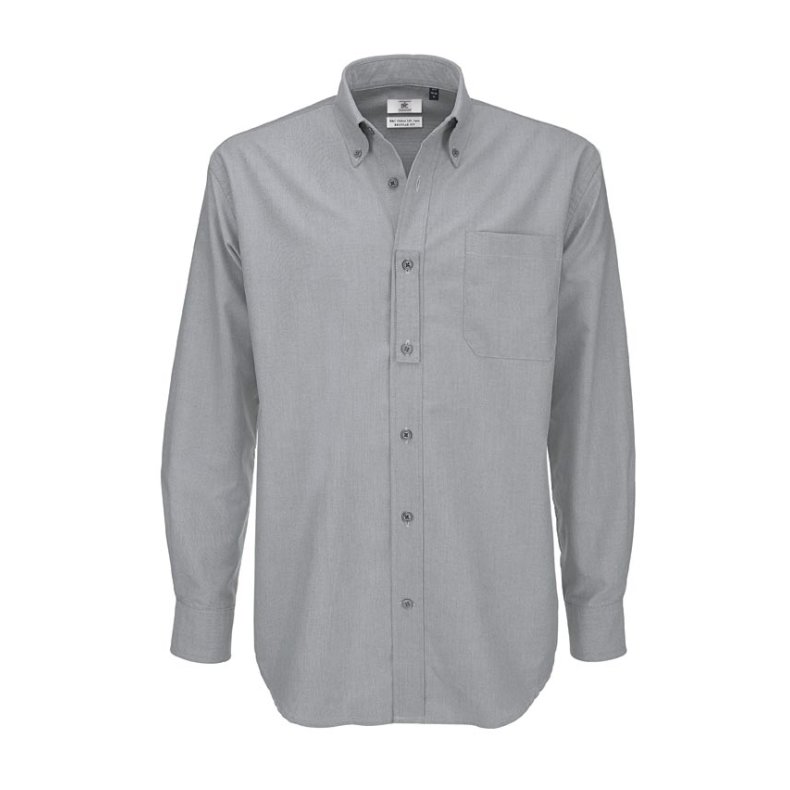 Herre skjorte Oxford LSL /B&C Men - Silver Moon