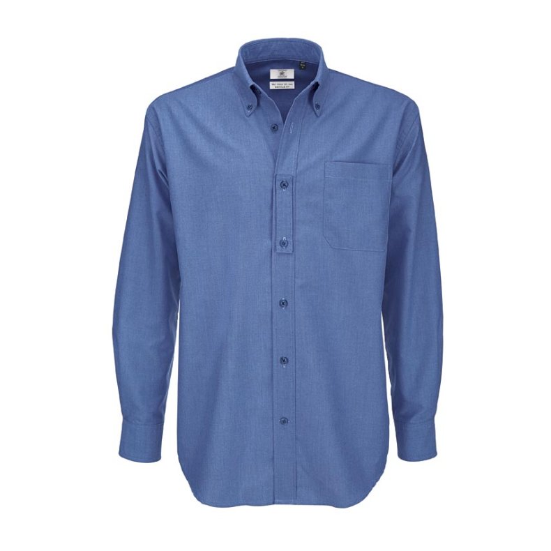 Herre skjorte Oxford LSL /B&C Men - Blue Chip