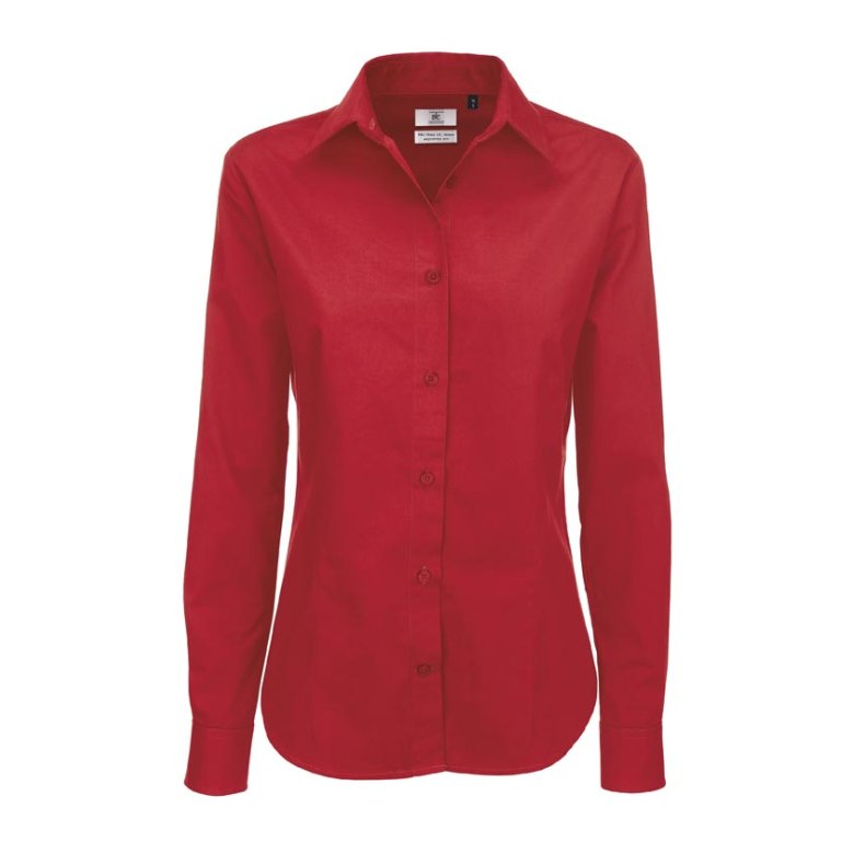 Dame skjorte B&C Sharp LSL /Women - Deep Red