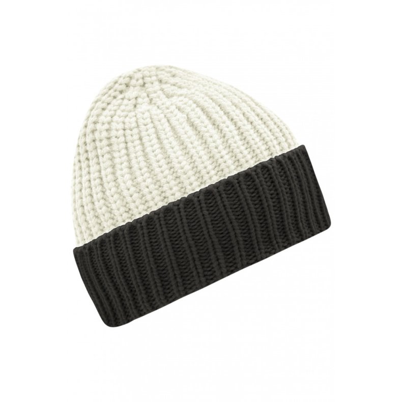 Soft Knitted Beanie - Off-white/Carbon