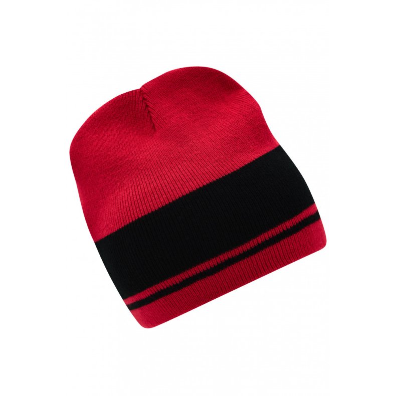 Knitted Beanie - Burgundy/Black