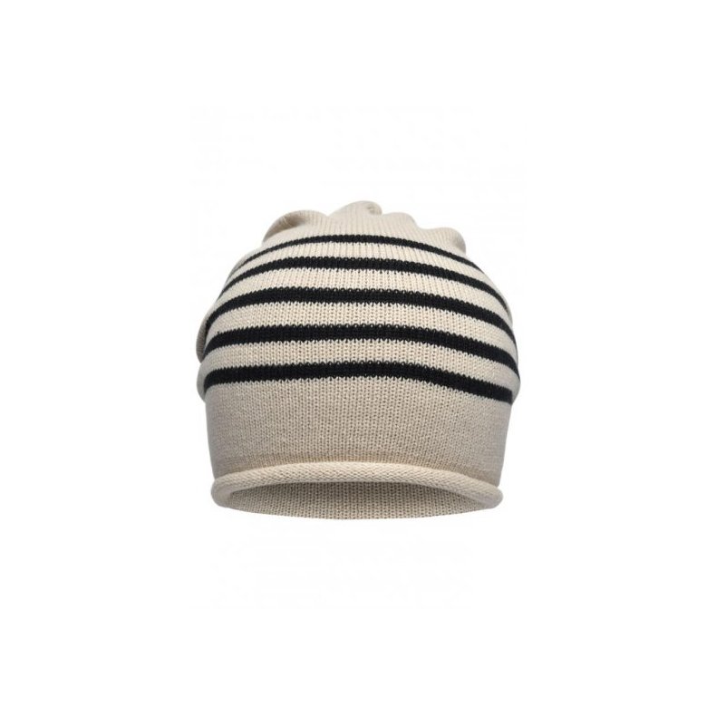 Fine Knitted Beanie - Sand/Black