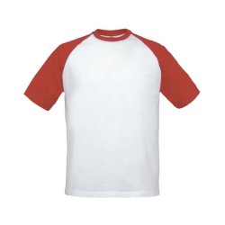 T-Shirt B&C Base-ball - White/Red